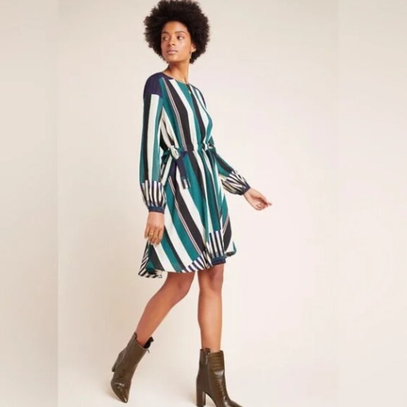 Anthropologie Sunday in Brooklyn Leger Stripe Gauze Tie Dress - Picture 1 of 13